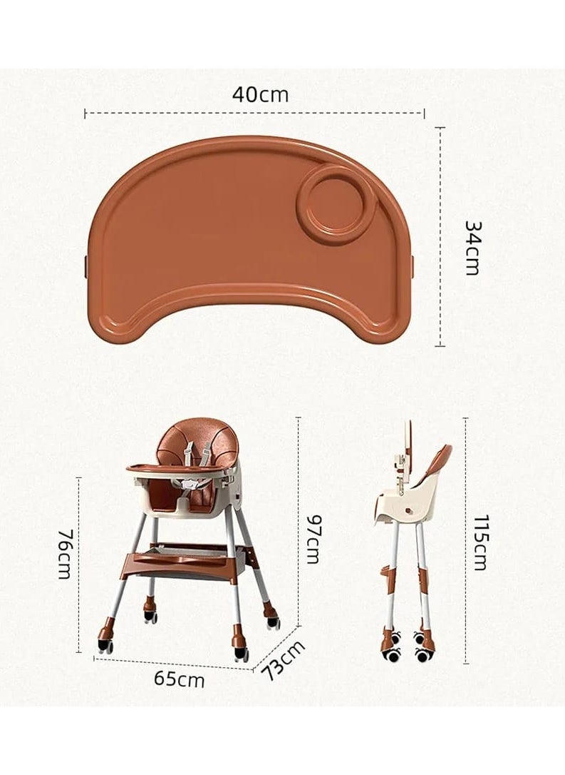 Generic - Baby High Chair for Toddlers, Foldable High Chairs with Adjustable Seat Height Recline with 4 Wheels and Removable Tray - Image 1
