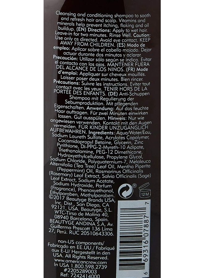 AMERICAN CREW Men's Shampoo by American, Crew, Anti-Dandruff Shampoo, 8.45 Fl Oz