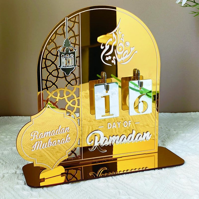 Ramadan Advent Calendar Eid Mubarak Countdown Tracker - Acrylic Gold - Image 3
