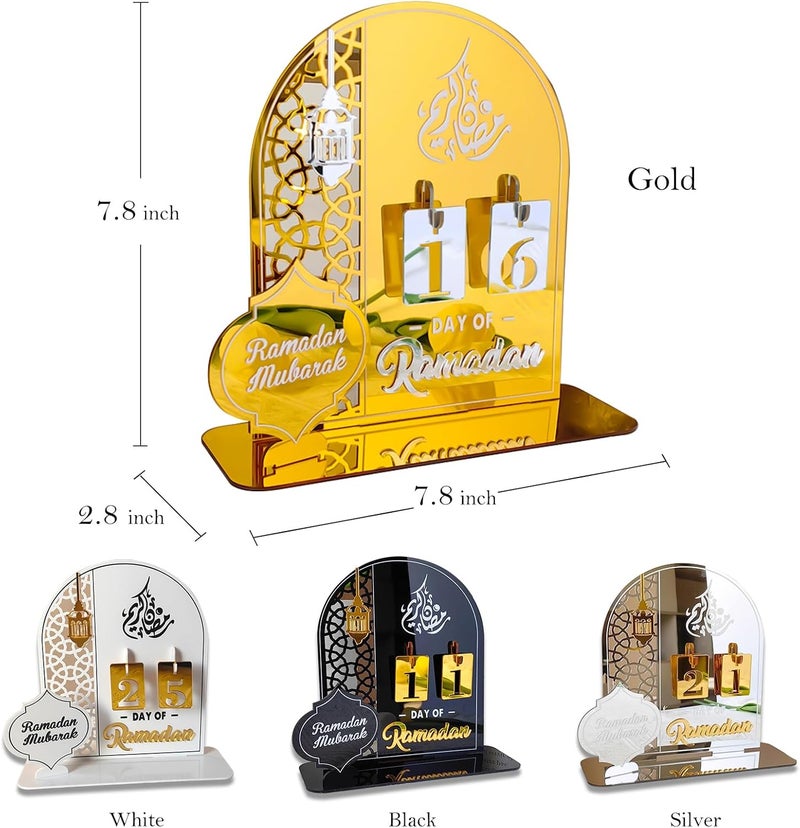 Ramadan Advent Calendar Eid Mubarak Countdown Tracker - Acrylic Gold - Image 4