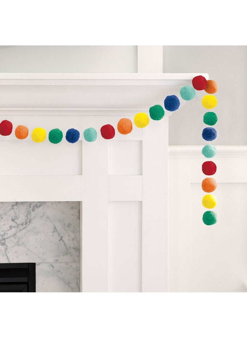 Unique Pom-Pom Garland Multicolored Fabric 3.5cm 28-Pack 213cm - Image 2