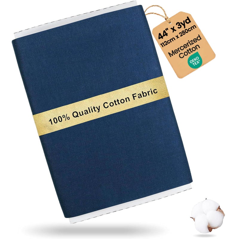 Craftido-19 Options-100% Cotton Fabric by The Yard in Solid Color 44â€Wide by 3yd (9 ft) -Medium Weight 5.2 oz-Soft Cotton for Quilting, Sewing, Crafts, Binding, Backing and Lining - Navy - Image 1