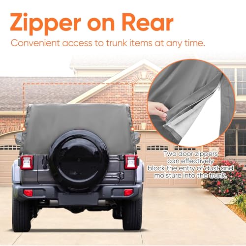 NEVERLAND Cab Cover for 1987-2026 Jeep Wrangler JK JL TJ YJ CJ 2 Door, Waterproof Jeep Wrangler Half Covers 2 Door with Trunk Zipper All Weather Sun Rain Snow UV Protection - Image 2