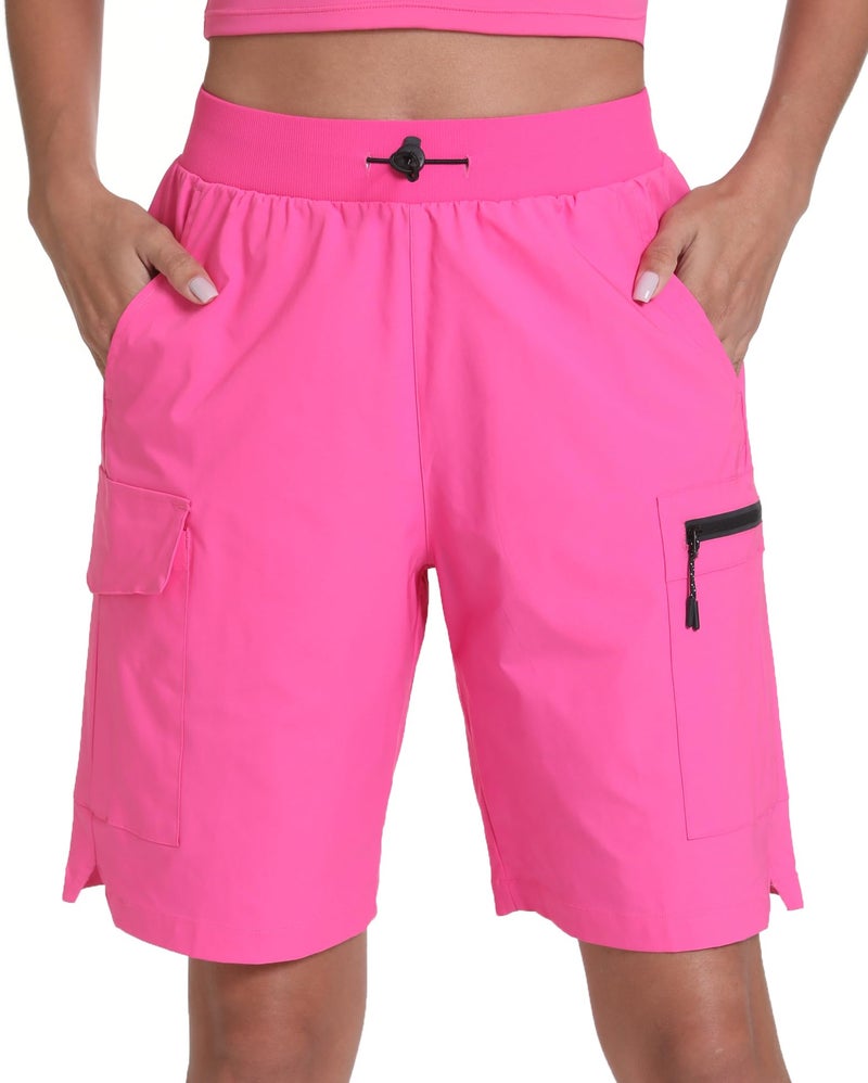 zsenoxaxi Women's Hiking Cargo Shorts Quick Dry Lightweight Shorts for Travel Athletic(Hot Pink,XL) - Image 1