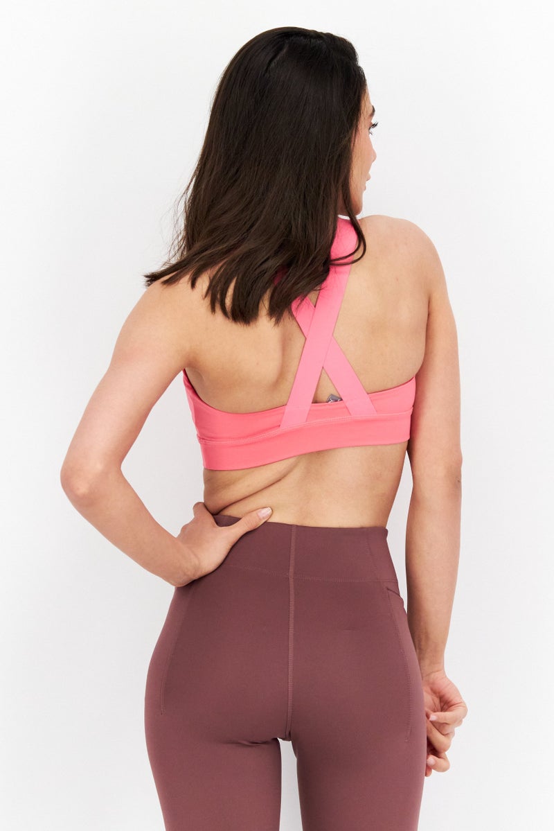 PUMA Women Brand Logo Lightly Padded Sports Bra, Sunset Pink - Image 4