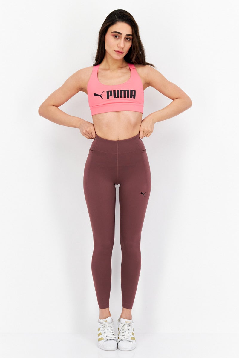 PUMA سوتيان رياضي خفيف مبطن بشعار العلامة التجارية للنساء، وردي غروب الشمس - Image 2