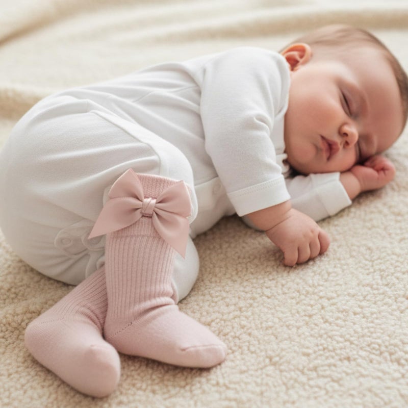 MIRJXB Newborn Knee High Socks Girl, 5 Pairs Soft Cotton Knee High Long Baby Socks for Premature Infants 3-7 lbs Newborn Girls Boys, Ideal for Daily Wear and Special Occasion Gifts - Image 3