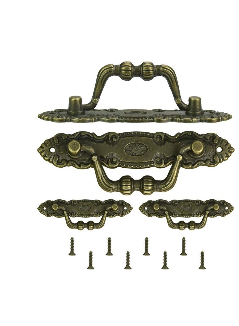 Y&D 4 Pcs Antique Furniture Handles, Drawer Pulls Bronze Ring Pull Vintage Decorative Handles with Screws for cabinets, Dressers, Wooden Boxes  - Image 1