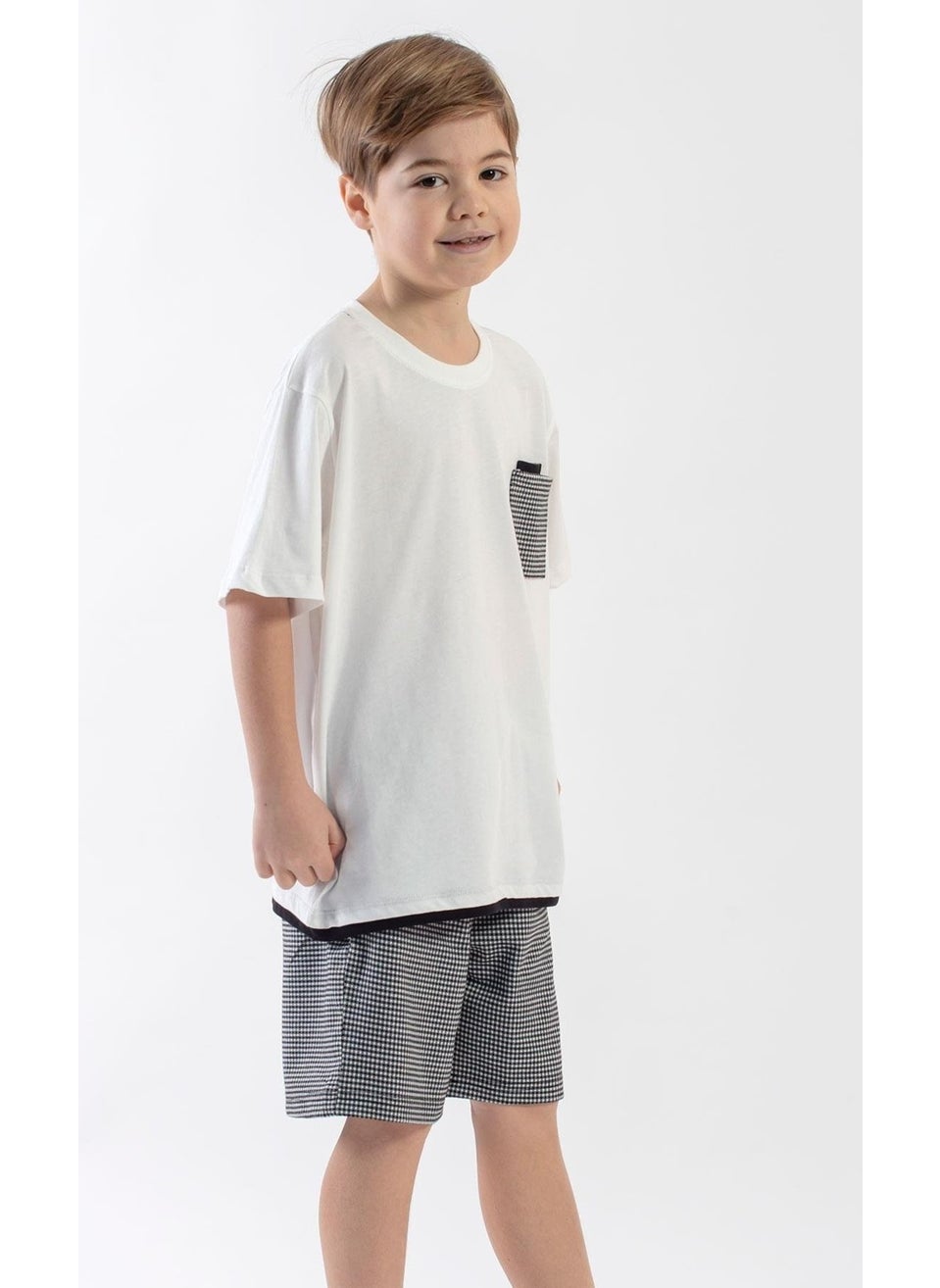 Crew Neck Short Sleeve Ecru Black Color Boy Shorts Set - pzsku/Z28EEA0EC15BC86CC4552Z/45/_/1741212956/d3dbca8d-4779-4157-ac74-0a8a45de41d5