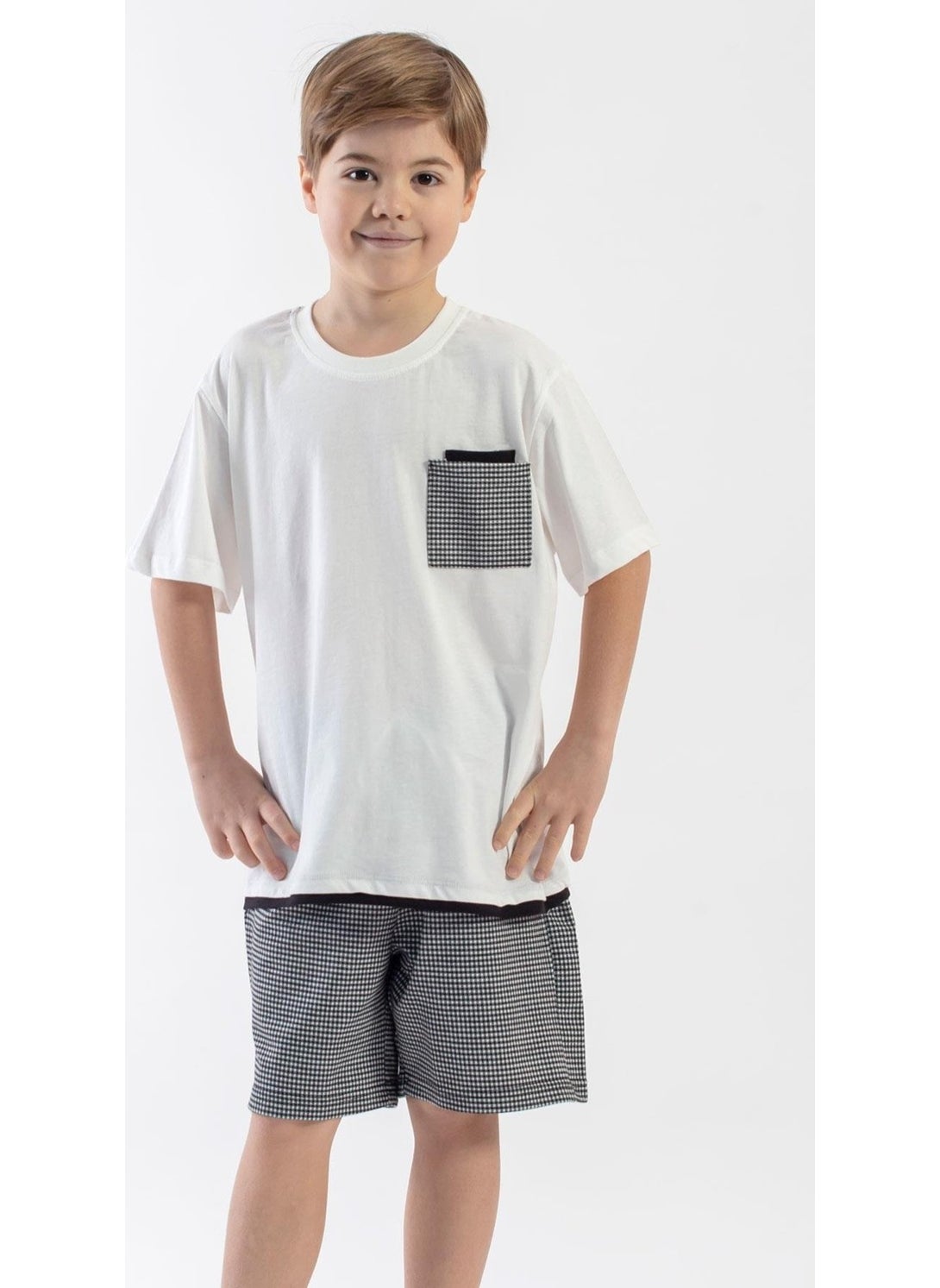 Crew Neck Short Sleeve Ecru Black Color Boy Shorts Set - pzsku/Z28EEA0EC15BC86CC4552Z/45/_/1741213031/59a7cf25-8418-4bdf-8f1a-9c008f1c0611