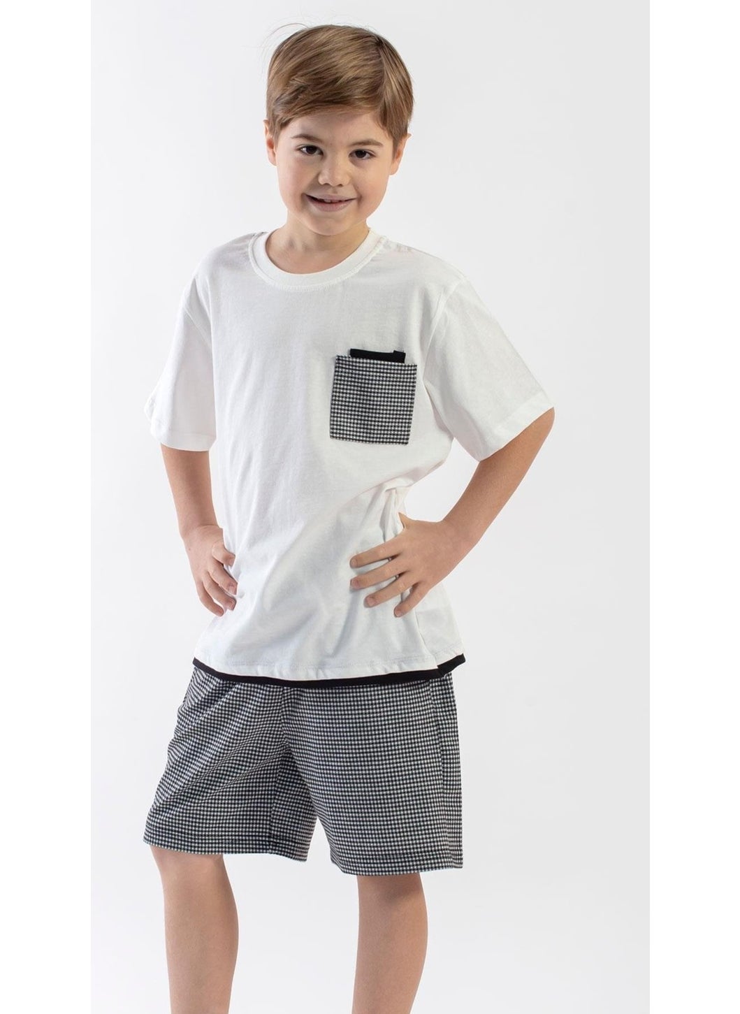 Crew Neck Short Sleeve Ecru Black Color Boy Shorts Set - pzsku/Z28EEA0EC15BC86CC4552Z/45/_/1741213033/d1a2ed08-d548-416e-96fb-f1d954904e55