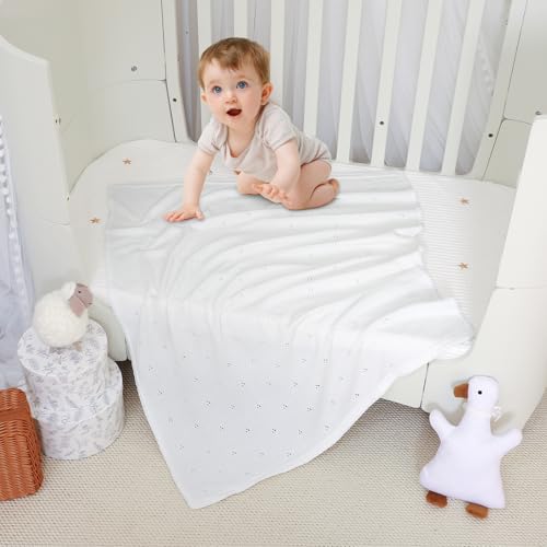Wugugu Baby Blanket Knit Ultra Soft Swaddle Receiving Blankets for Boys & Girls Cotton Knitted Newborn Infant Toddler Nursery Crib 30 x 40 Inch - Image 2