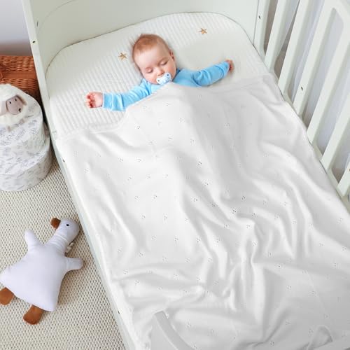 Wugugu Baby Blanket Knit Ultra Soft Swaddle Receiving Blankets for Boys & Girls Cotton Knitted Newborn Infant Toddler Nursery Crib 30 x 40 Inch - Image 3