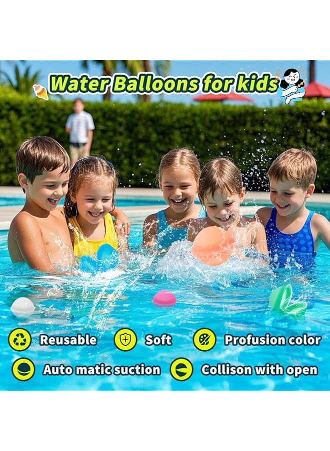 KASTWAVE Reusable Water Balloons For Kids Quick Fill Silicone Water Balloons Fun For Summer Pool & Beach Play 12 Pack With Storage Bag For Outdoor Games - Image 4