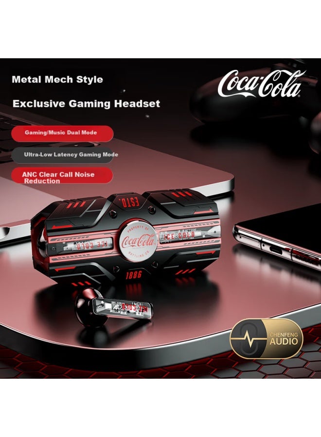 Coca-cola T23 Gaming Mech Wireless Bluetooth Earphones Half In-ear Long Battery Life Music Call Running Sports Enc Noise Cancelling - Image 2