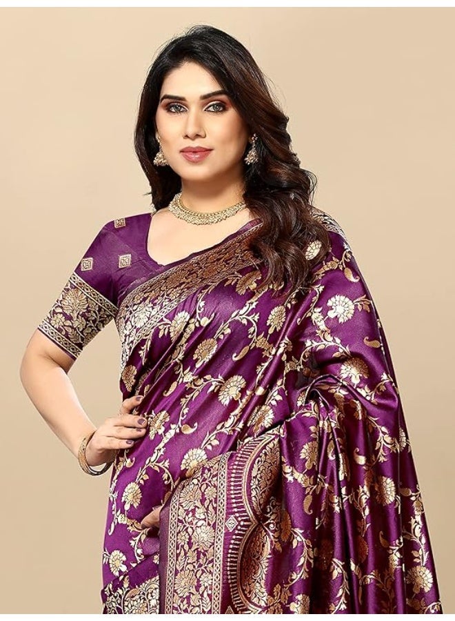 Sidhidata ساري حريري جاكار بناراسي كانجيفارام نسائي من سيدهيداتا مع بلوزة (مقاس حر) - Image 3