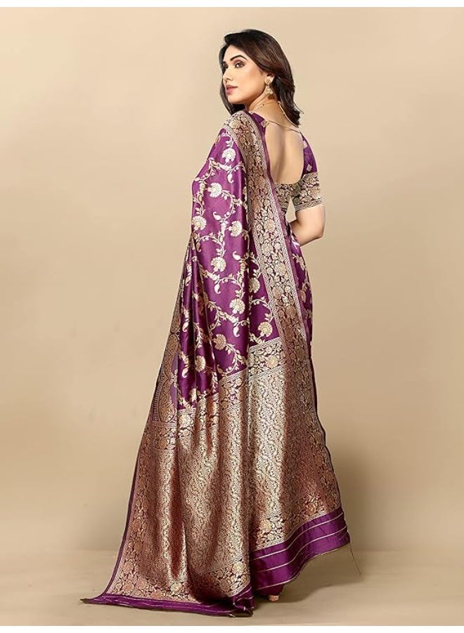 Sidhidata ساري حريري جاكار بناراسي كانجيفارام نسائي من سيدهيداتا مع بلوزة (مقاس حر) - Image 4