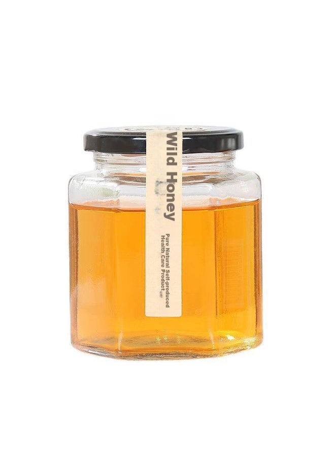 Star Square Xingfang Glass Airtight Jars, Hexagonal Honey Bottles, Set Of 4, Storage For Jam, Pickles, And Preserves, 500ml - Image 3