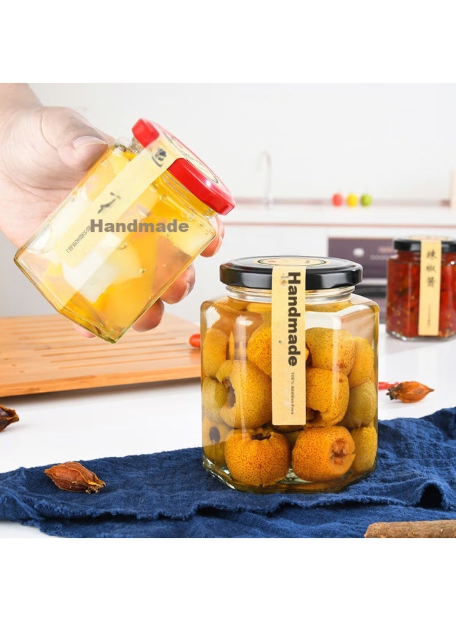 Star Square Xingfang Glass Airtight Jars, Hexagonal Honey Bottles, Set Of 4, Storage For Jam, Pickles, And Preserves, 500ml - Image 2