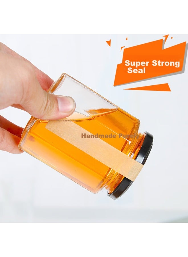 Star Square Xingfang Glass Airtight Jars, Hexagonal Honey Bottles, Set Of 4, Storage For Jam, Pickles, And Preserves, 500ml - Image 1