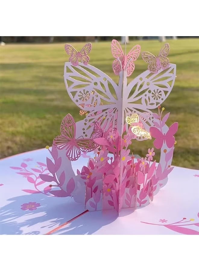 Greeting Card, 3D Pop Up, Romantic Theme Cards, Anniversary Cards for Wife Girlfriend Mother, Birthday Cards, Pink Butterfly - Image 5