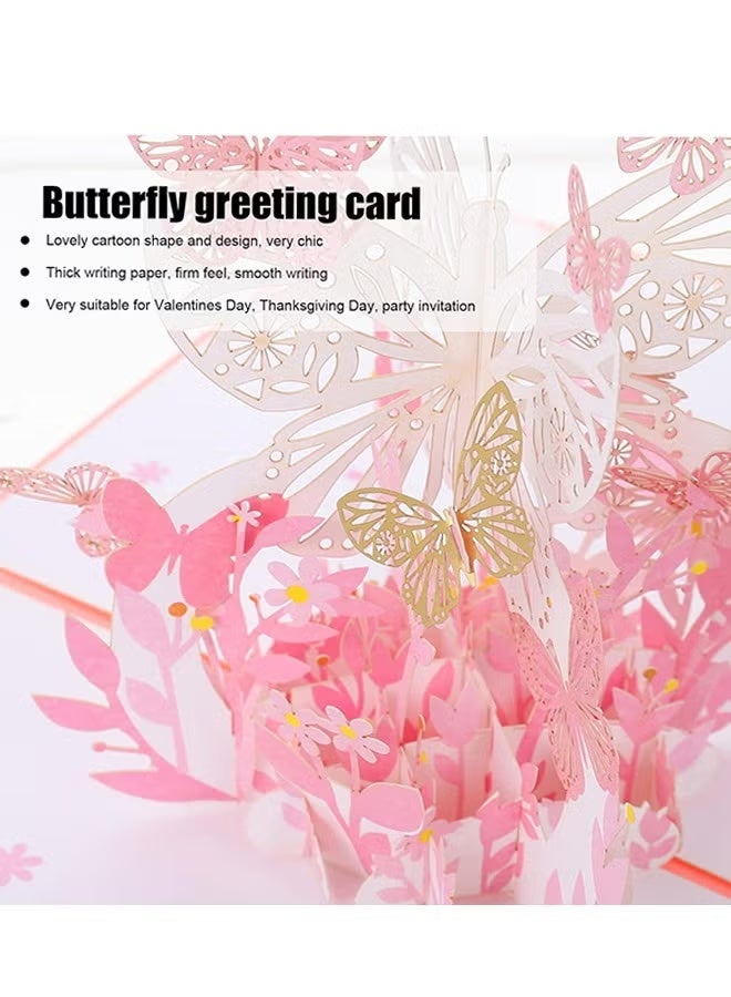 Greeting Card, 3D Pop Up, Romantic Theme Cards, Anniversary Cards for Wife Girlfriend Mother, Birthday Cards, Pink Butterfly - Image 4