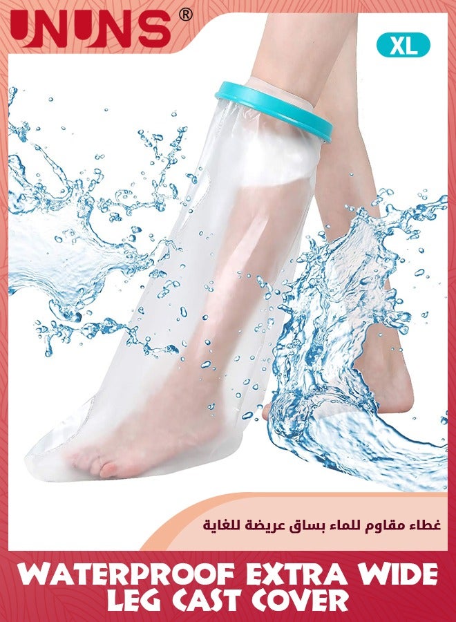 UNUNS Waterproof Extra Wide Leg Cast Cover, Adult Full Leg Cast Shower Protector for Shower Bath,Extra Large Watertight Foot Protector for Plus Size Adults Foot Surgery Casts Boots - Image 1