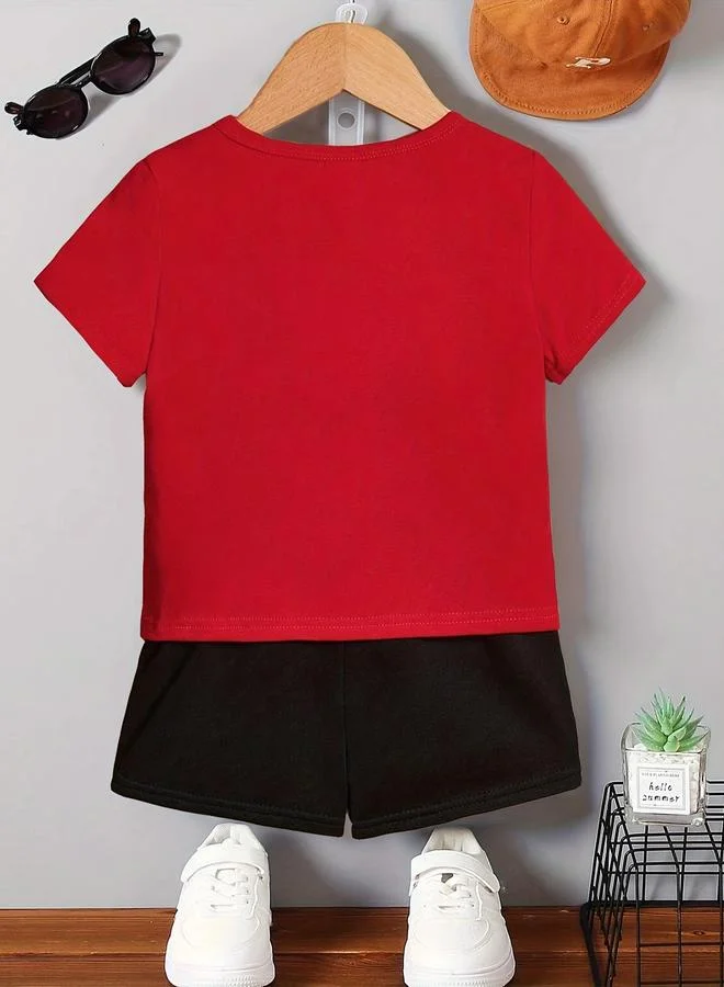 تايك تو Take Two Boys Red Monster Truck Graphic T-Shirt and Shorts Set