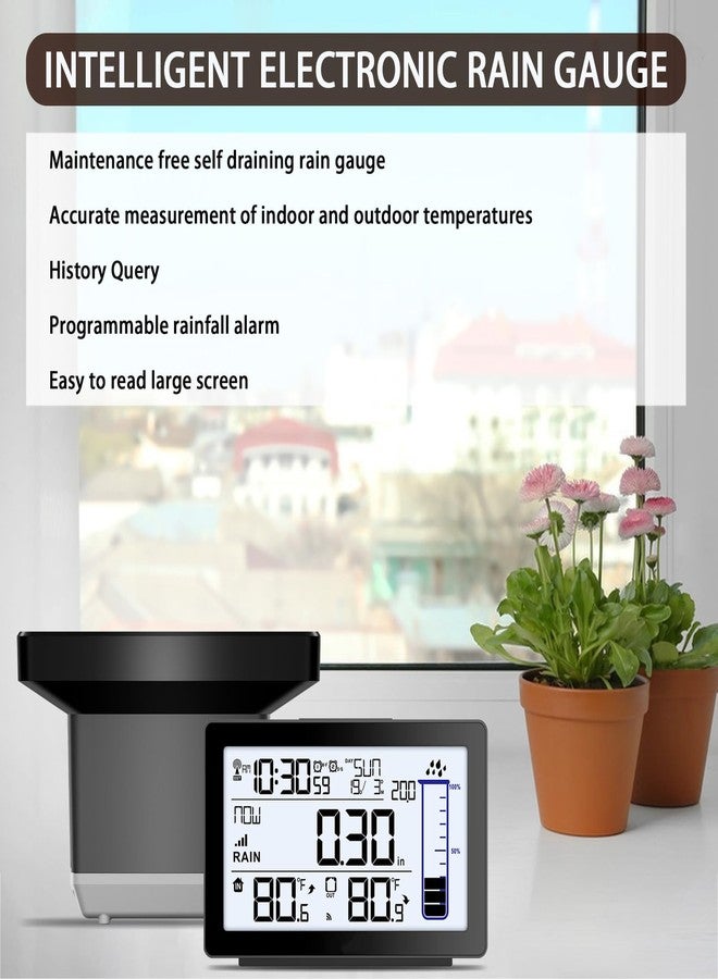 BIUWING Wireless Rain Gauge Outdoor, Self-Emptying Digital Rain Gauges Outdoors Best Rated, Electronic Rain Measure Gauge, Freeze Proof Rain Gauge with Thermometer, Remote Rain Meter for Garden - Image 4