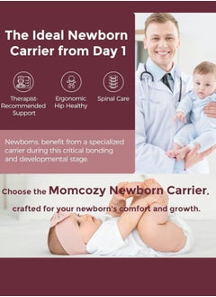 Momcozy Newborn Baby Carrier - Ergonomic, Cozy and Lightweight Carrier for 7-24lbs, Adjustable Neck Support with Sunshield, Breathable Airmesh Perfect for Summer Outing  - Image 2