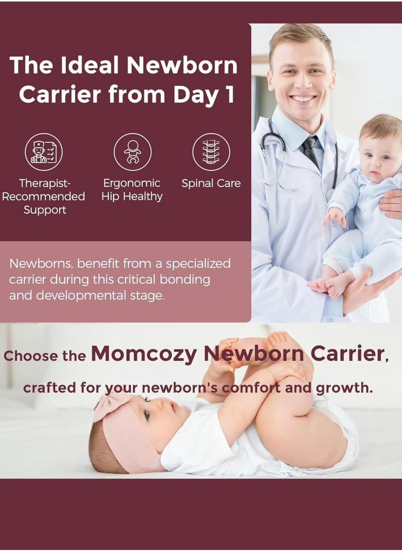Momcozy Newborn Baby Carrier - Ergonomic, Cozy and Lightweight Carrier for 7-24lbs, Adjustable Neck Support with Sunshield, Breathable Airmesh Perfect for Summer Outing  - Image 2