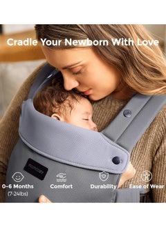 Momcozy Newborn Baby Carrier - Ergonomic, Cozy and Lightweight Carrier for 7-24lbs, Adjustable Neck Support with Sunshield, Breathable Airmesh Perfect for Summer Outing  - Image 3