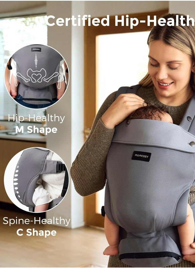 Momcozy - Newborn Baby Carrier - Ergonomic, Cozy and Lightweight Carrier for 7-24lbs, Adjustable Neck Support with Sunshield, Breathable Airmesh Perfect for Summer Outing - Image 1