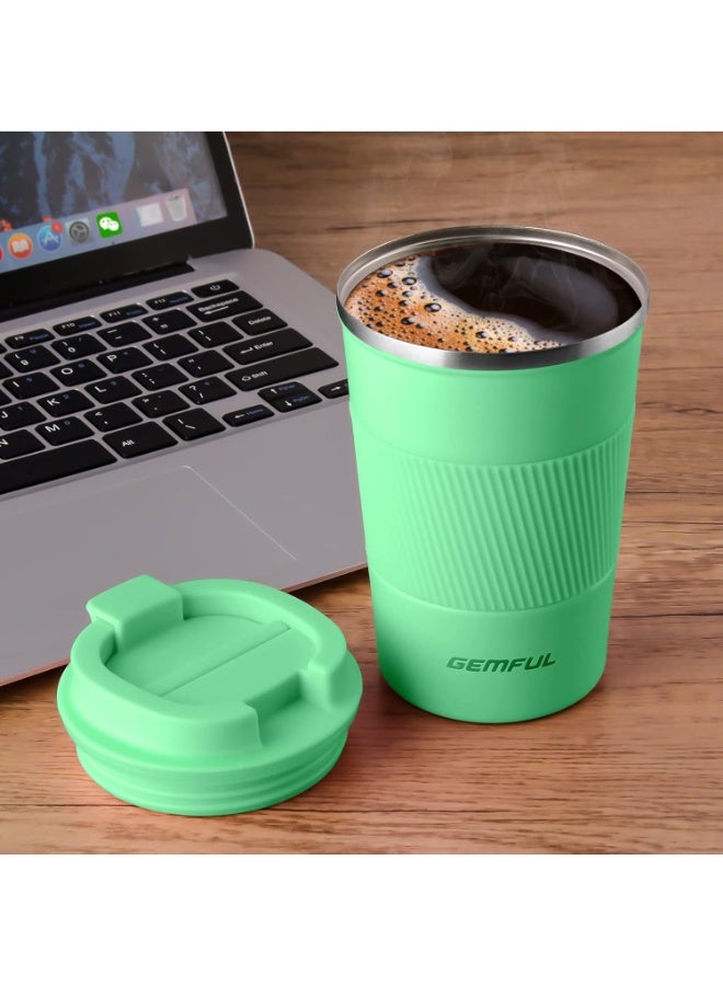 GEMFUL Travel Coffee Mug Stainless Steel Vacuum Ice and Hot Drinks Insulated Tumbler for Home Office Outdoor Works, 380ml, Green - Image 4