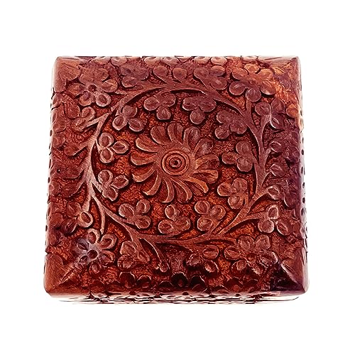 ZYNTIX Jewellery Box for Women Wooden Jewel Organizer Hand Carved Jewellery box, Wooden Jewelry Organizer box, Vanity Jewelry Boxes for Women, Handmade wood box 4 x 4 Inch - Image 5
