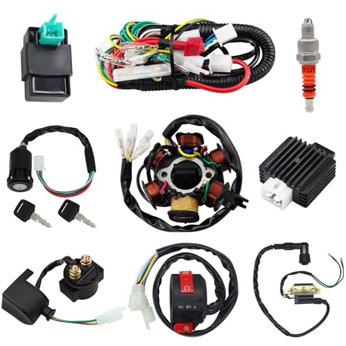 Amavoler Complete Electrics Stator Coil CDI Wiring Harness Spark Plug Kits Aftermarket Replacement Parts Fit for 50cc 70cc 110cc 125cc ATV Go Kart Quad 4 Wheeler Dirt Pit Bikes - Image 1