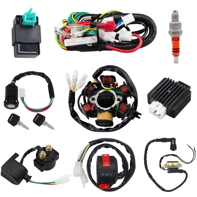 Amavoler Complete Electrics Stator Coil CDI Wiring Harness Spark Plug Kits Aftermarket Replacement Parts Fit for 50cc 70cc 110cc 125cc ATV Go Kart Quad 4 Wheeler Dirt Pit Bikes - Image 3
