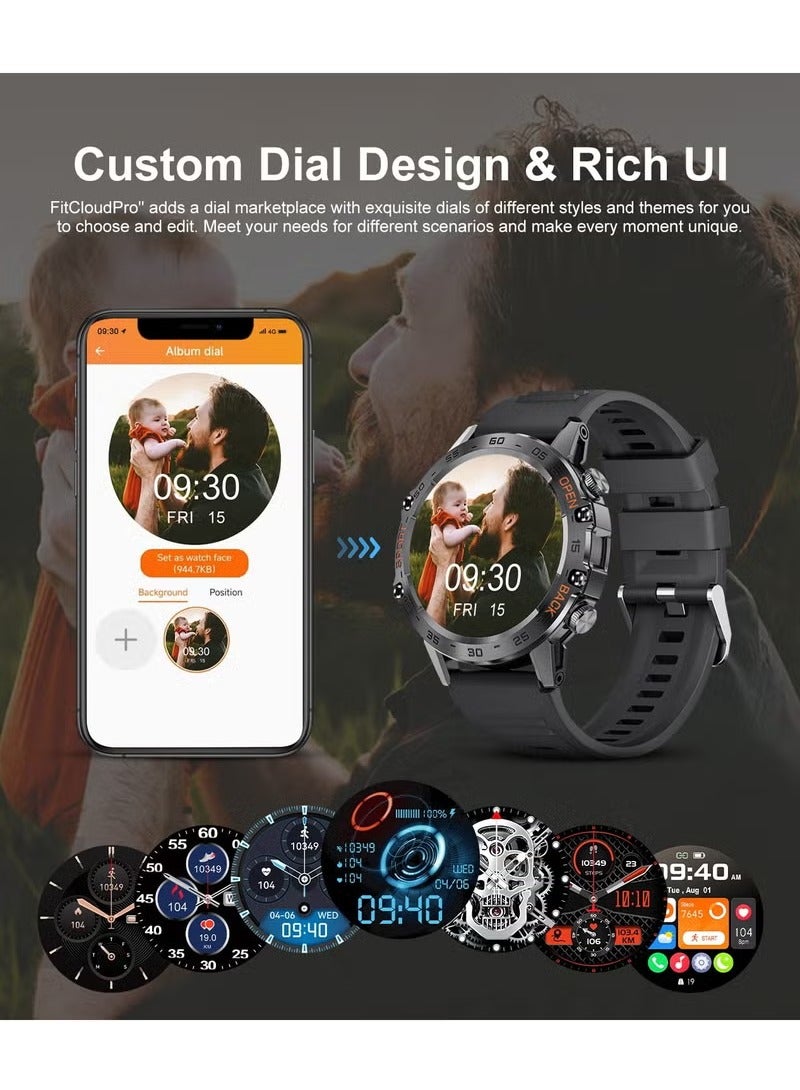 Joshberg ساعة ذكية عسكرية للرجال مع مكالمات بلوتوث، ساعة ذكية تكتيكية بشاشة تعمل باللمس لنظام أندرويد - Image 5