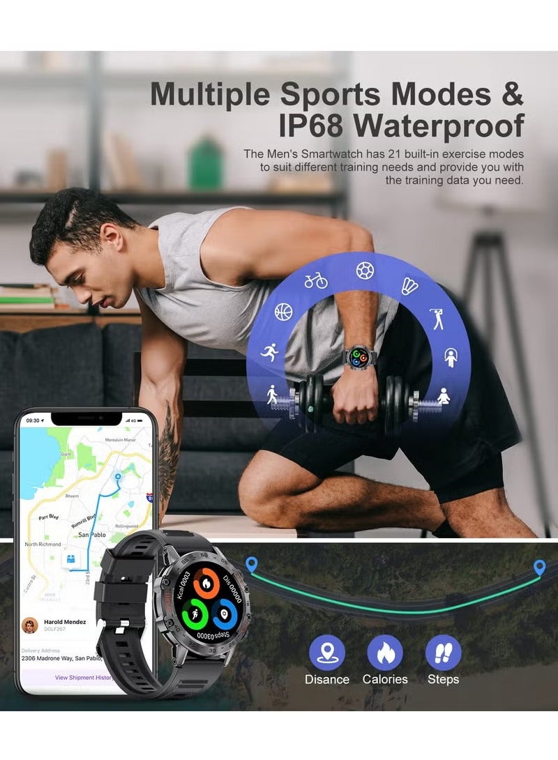 Joshberg ساعة ذكية عسكرية للرجال مع مكالمات بلوتوث، ساعة ذكية تكتيكية بشاشة تعمل باللمس لنظام أندرويد - Image 4