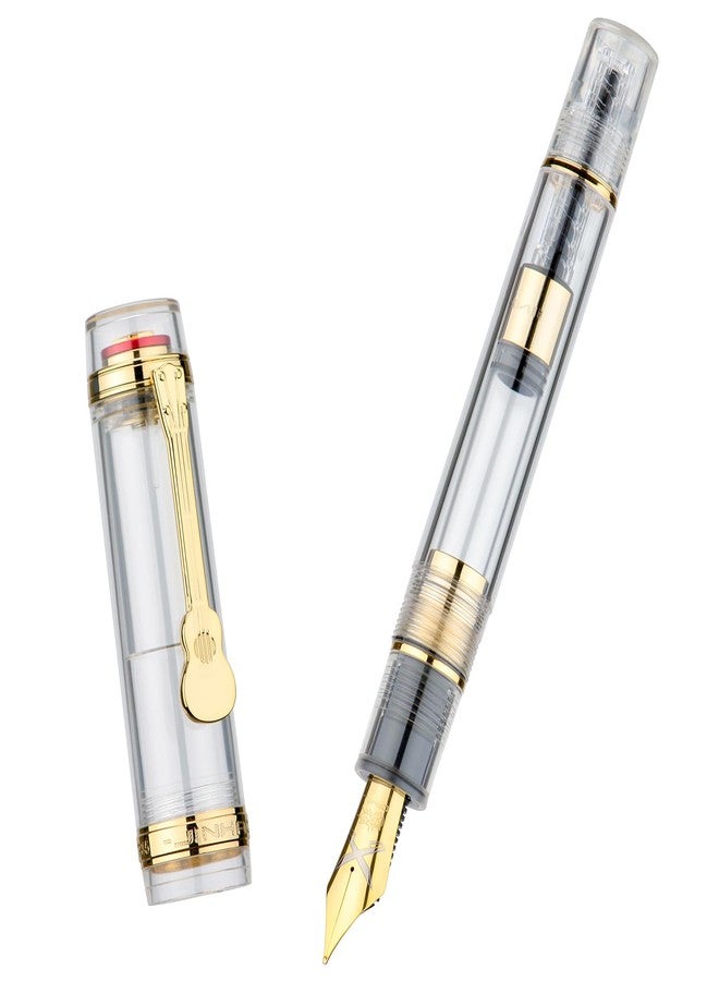 Lanxivi Jinhao Tiandao 1935 Fountain Pen Medium #8 Sword Nib, Demonstrator Clear Acrylic with Large Converter and Guitar Clip - Image 4