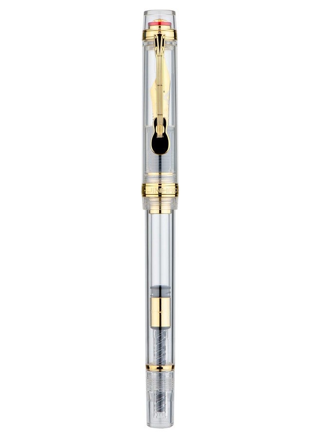 Lanxivi Jinhao Tiandao 1935 Fountain Pen Medium #8 Sword Nib, Demonstrator Clear Acrylic with Large Converter and Guitar Clip - Image 2