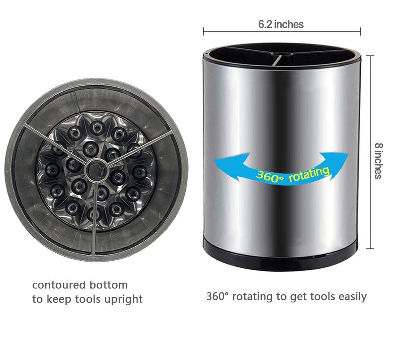 Wskc Stainless Steel Rotating Utensil Holder  6.2L X 6.2W X 8H - Image 2