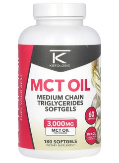 Ketologic MCT Oil 3000 mg 180 Softgels (1000 mg per Softgel) 