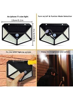 ELTRAZONE 4-Pack LED Solar Wall Lights with PIR Motion Sensor - Waterproof Outdoor Garden Lamp, 114 LED, Wide Angle Sunlight  - Image 3