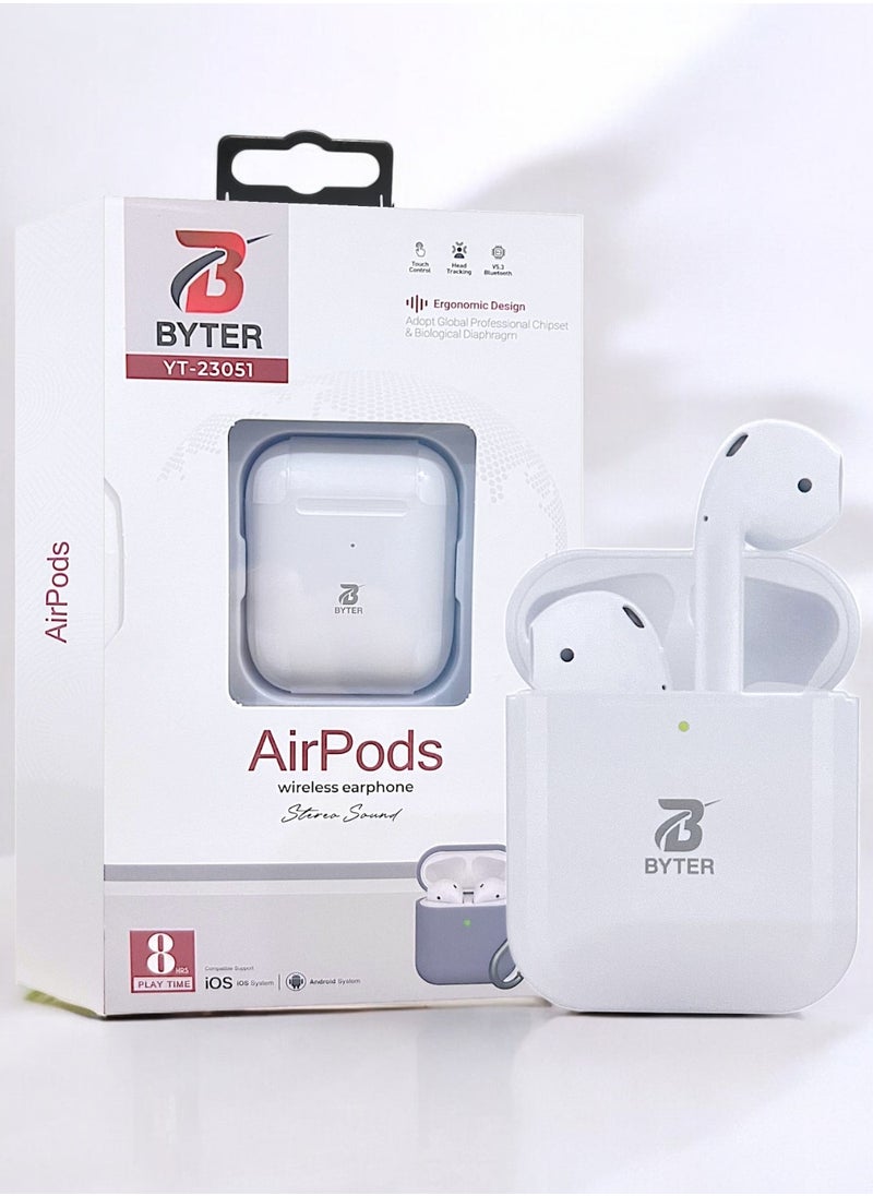 BYTER - YT-23051 High quality first generation Bluetooth headset, a wireless Bluetooth headset that supports wireless charging and is characterized by clear sound and noise isolation. It works on all mobile phones such as iPhone, Galaxy, Huawei - Image 1