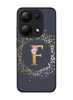 Stylizedd Rugged Case for Xiaomi Redmi Note 13 Pro 4G / Xiaomi Poco M6 Pro 4G Cover- Custom Monogram Initial Letter Floral Pattern Alphabet- F(Grey)  - Image 1