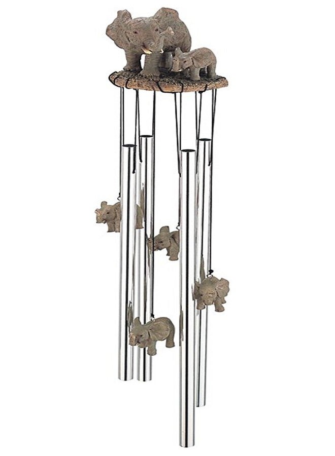 George S. Chen Imports Wind Chime Round Top Elephant Family Garden Decoration Windchime