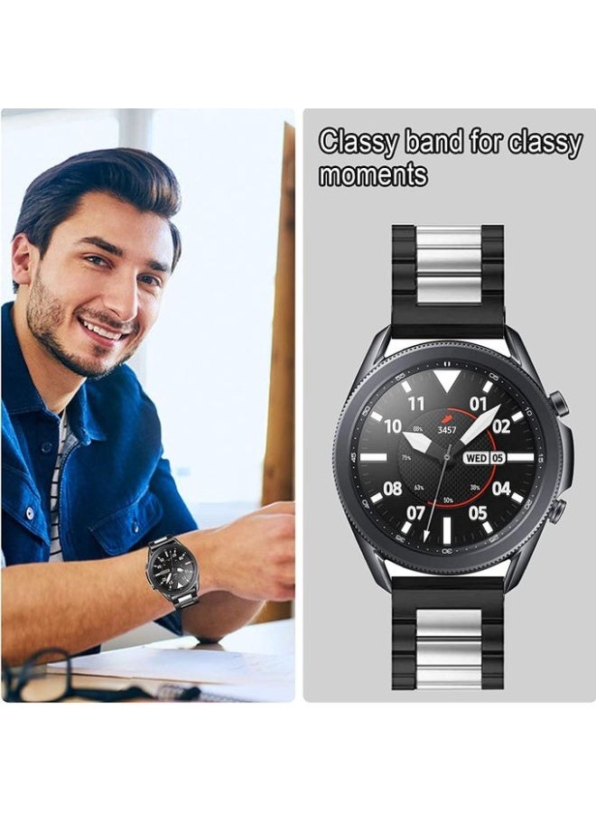 Stylish 22mm stainless steel metal band compatible with Huawei Watch GT2/GT2 PRO/GT Runner/GT3/GT3 Pro/GT4/GT4 Pro/GT1 (46mm) - black and silver - Image 3