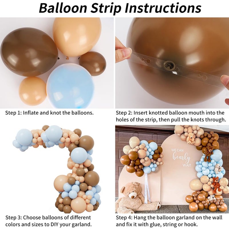 RUBFAC 156pcs Dusty Blue and Brown Balloon Garland Arch Kit, Bear Baby Shower Decoration with Boho Brown Skin Color Blue Balloons for Gender Reveal and Birthday Party Decoration - Image 3