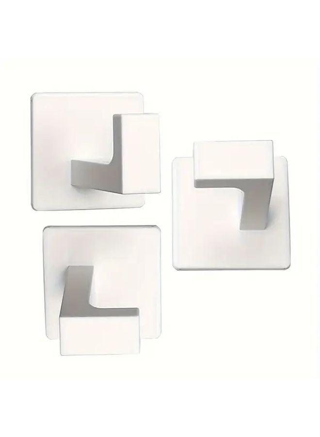3 Pack White Square Aluminum Hooks Heavy Duty Waterproof Wall Mounted Self Adhesive - Image 5